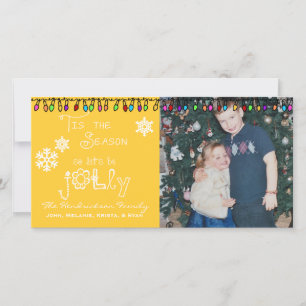 Yellow Let's Be Jolly Christmas Holiday Photo Card