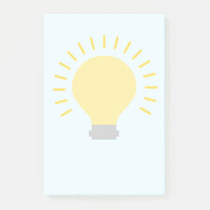 Yellow Light Bulb Aqua Post-it Notes