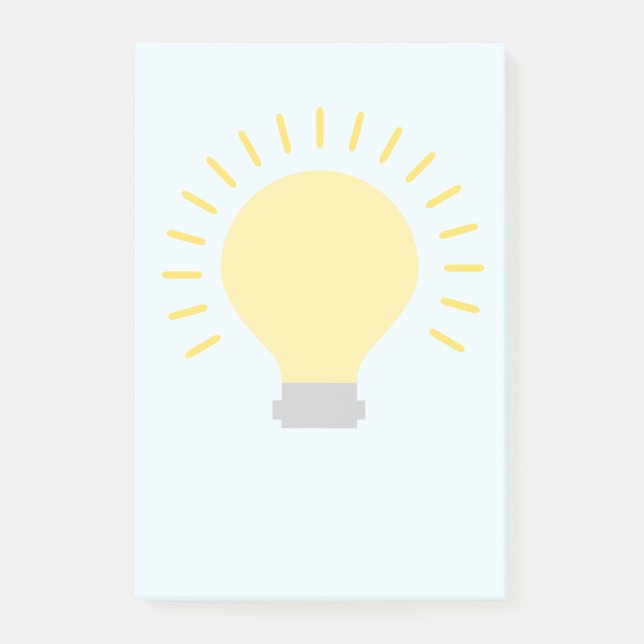 Yellow Light Bulb Aqua Post-it Notes (Front)
