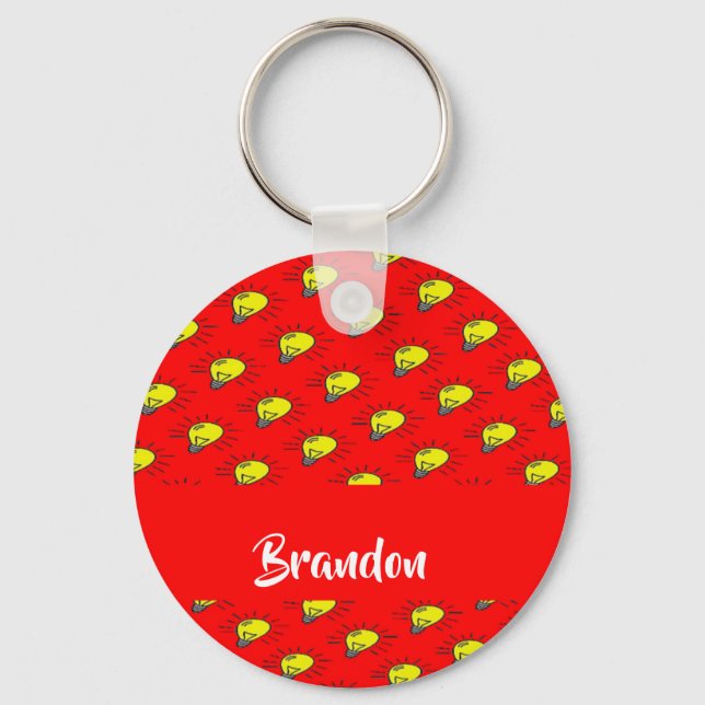 Yellow light bulbs on red key ring (Front)