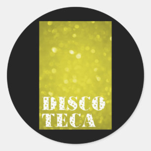 Yellow Light Discoteca Text Stars Vertical Sticker