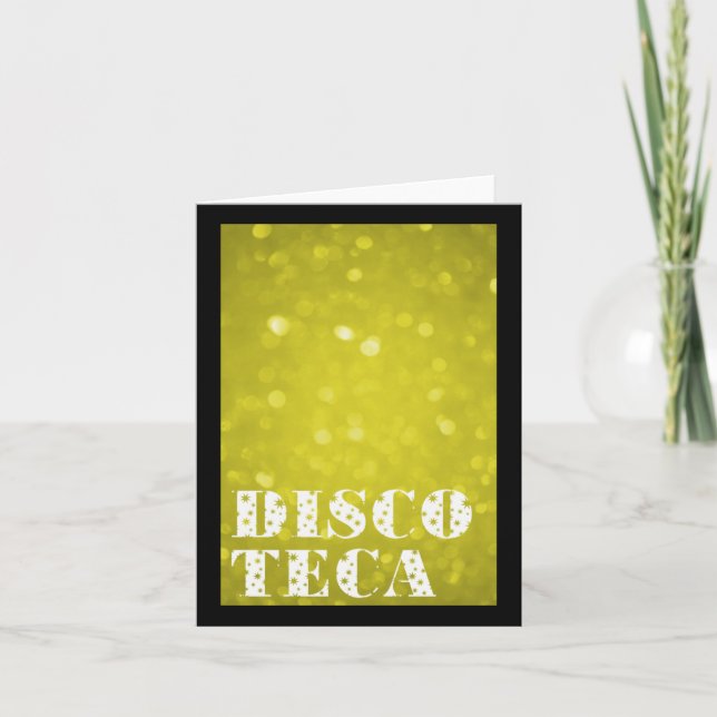 Yellow Light Discoteca Text Stars Vertical Sticker Card (Front)