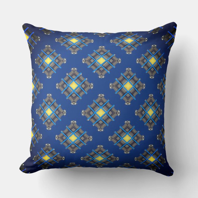 Yellow Light Lantern over Royal Blue Layer  Cushion (Front)