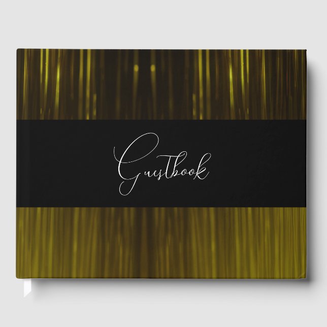 Yellow Light Streaks Wedding Guest Book (Front)