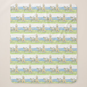 Yellow Lighthouse Sherpa Blanket