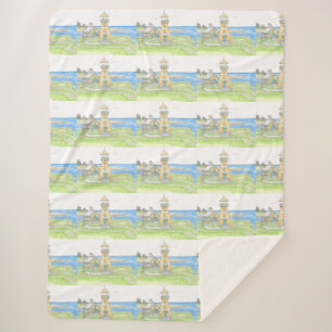 Yellow Lighthouse Sherpa Blanket