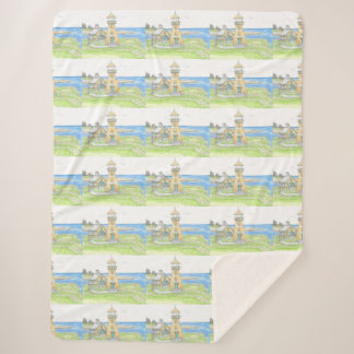 Yellow Lighthouse Sherpa Blanket