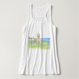 Yellow Lighthouse Tank Top; Ocean Blue Top