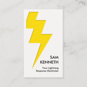 Yellow Lightning Bolt Clear White Electrician Business Card