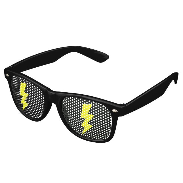 Yellow lightning bolt party shades sunglasses (Angled)