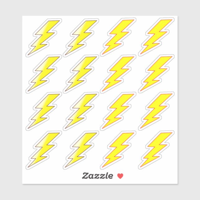 Yellow Lightning Bolt Stickers for School (Sheet)