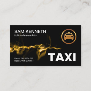 Yellow Lightning Bolt Taxi Driver Business Card