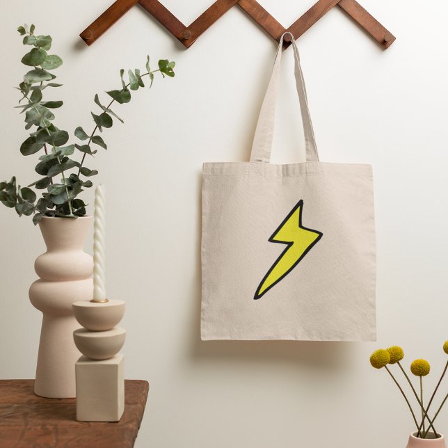 Yellow Lightning Bolt Tote Bag (Creator Uploaded)