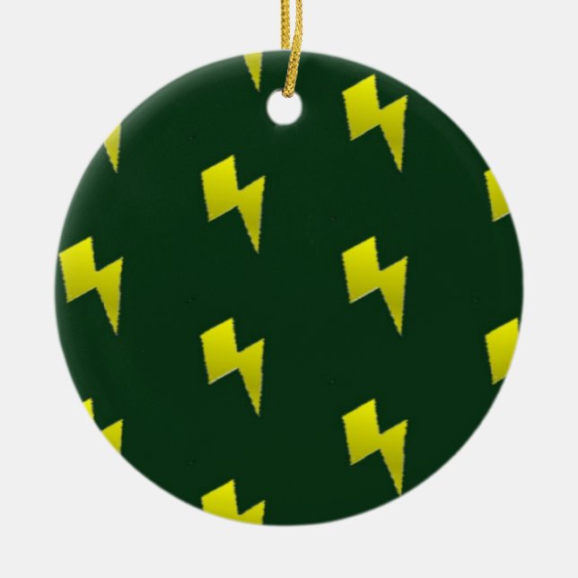 Yellow lightning bolts pattern ceramic tree decoration (Front)