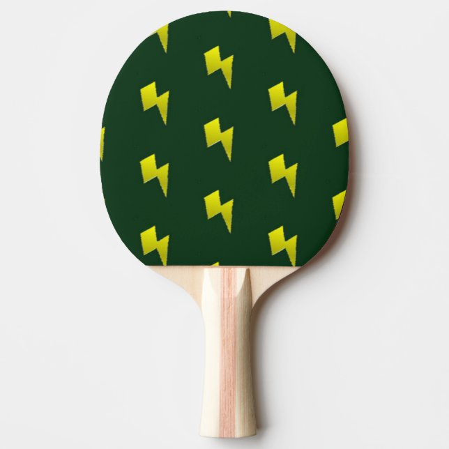 Yellow lightning bolts pattern ping pong paddle (Front)