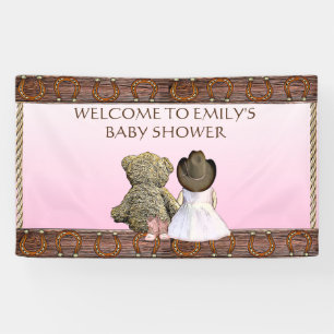 Yellow Lil' Cowgirl Personalised Baby Shower   Banner