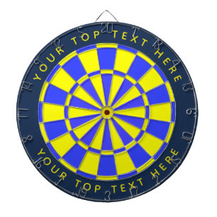 Yellow, lilac ,blue with custom text dartboard