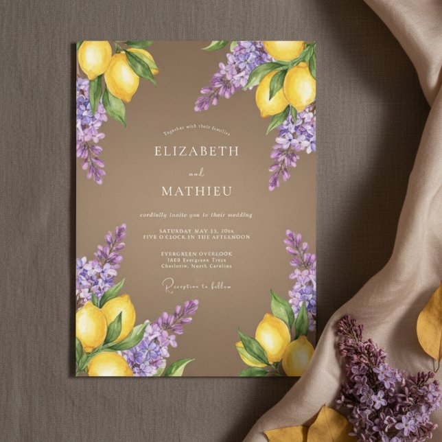 Yellow Lilac Botanical Romance Wedding Invitation (Creator Uploaded)