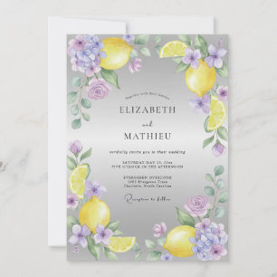 Yellow Lilac Citrus Eucalyptus Wedding Invitation