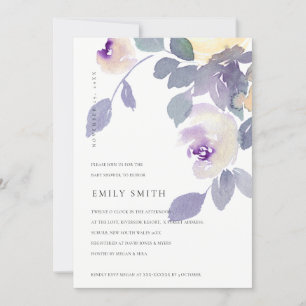 YELLOW LILAC PURPLE ROSE FLORAL BABY SHOWER INVITE