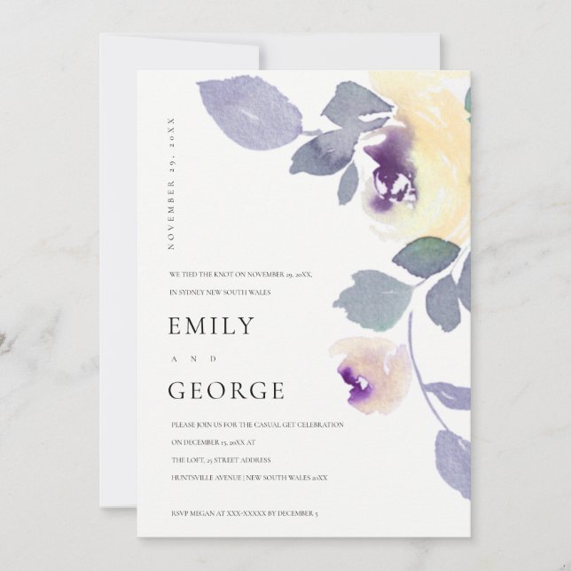 YELLOW LILAC ROSE FLORAL WE TIED THE KNOT CARD (Front)