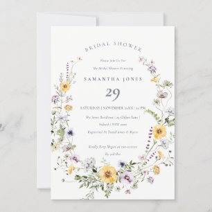 Yellow Lilac Wildflower Bridal Shower Invite
