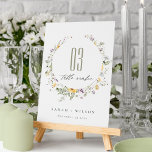 Yellow Lilac Wildflower Circle Frame Wedding Table Number<br><div class="desc">If you need any further customisation please feel free to message me on yellowfebstudio@gmail.com.</div>