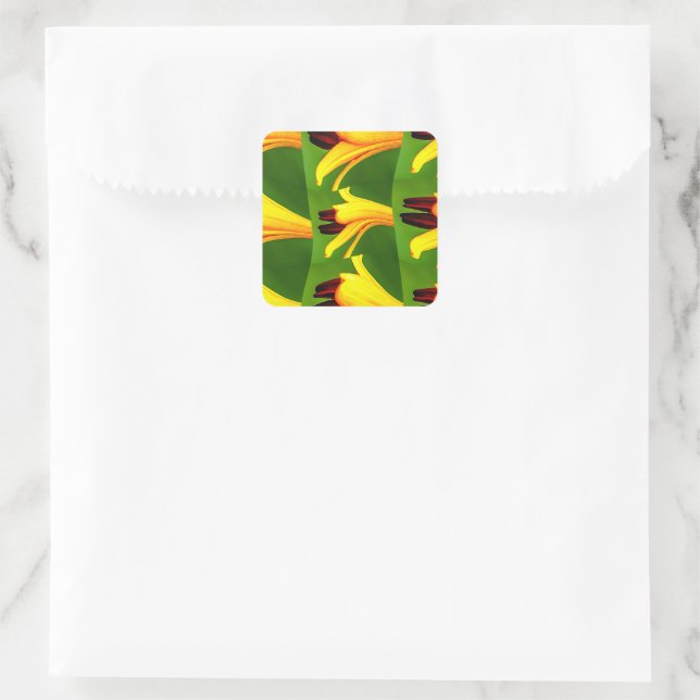 Yellow Lilies Pattern Square Sticker (Bag)