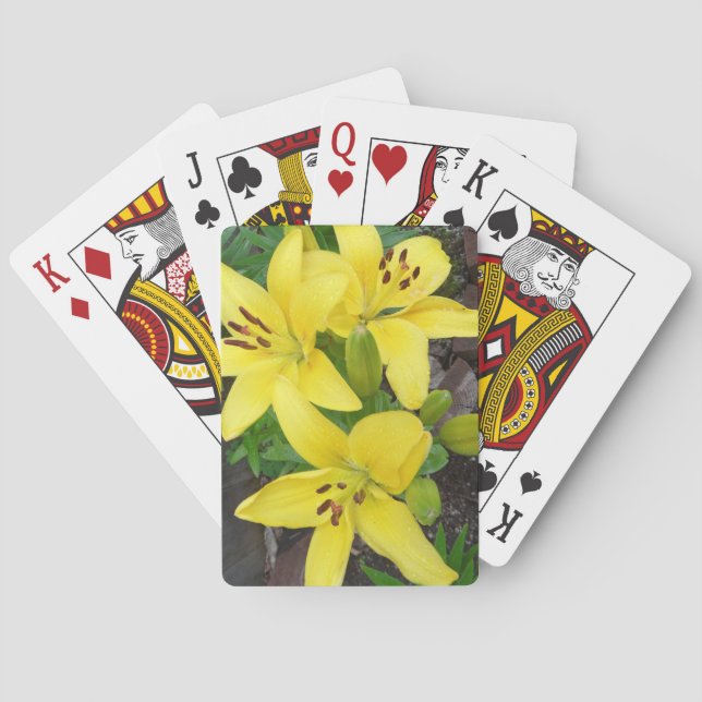 Yellow Lilly Flower Classic Playing Cards (Back)