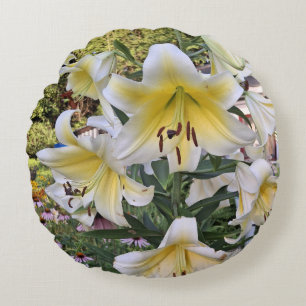 Yellow Lilly Glass Round Cushion