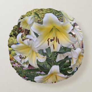 Yellow Lilly Glass Round Cushion