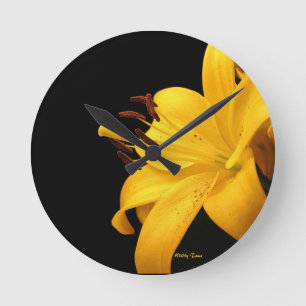 Yellow Lilly Round Clock