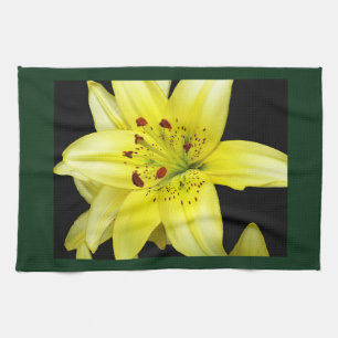 Yellow Lily Close-up Tea Towel