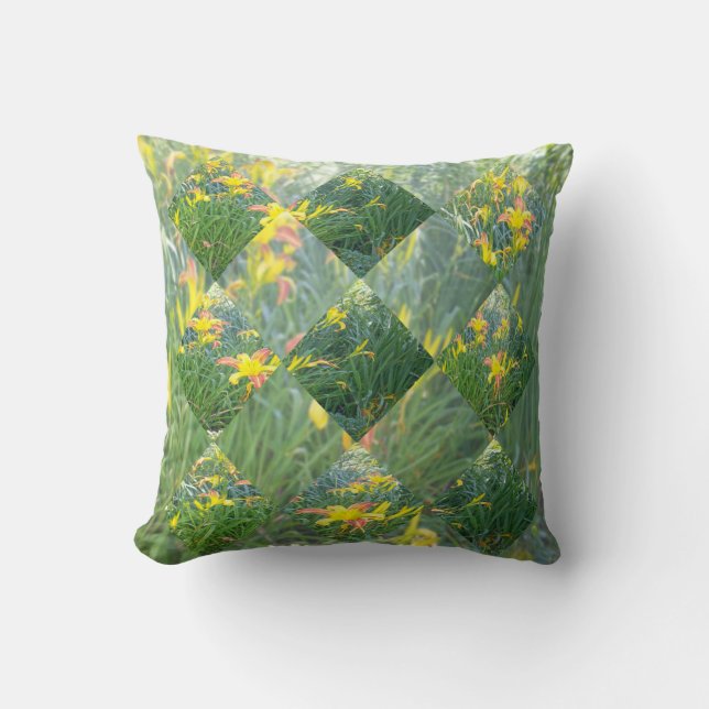 Yellow Lily Field Geometrical Design, Cushion (Front)