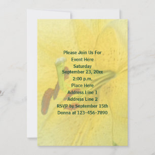 Yellow Lily Floral Party Invitation