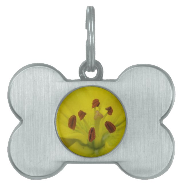Yellow Lily Floral Pet Tag (Front)