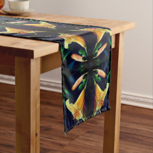 Yellow Lily Flower Abstract Art    Short Table Runner