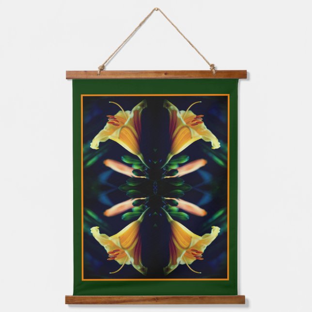 Yellow Lily Flower Abstract Hanging Tapestry (Front)