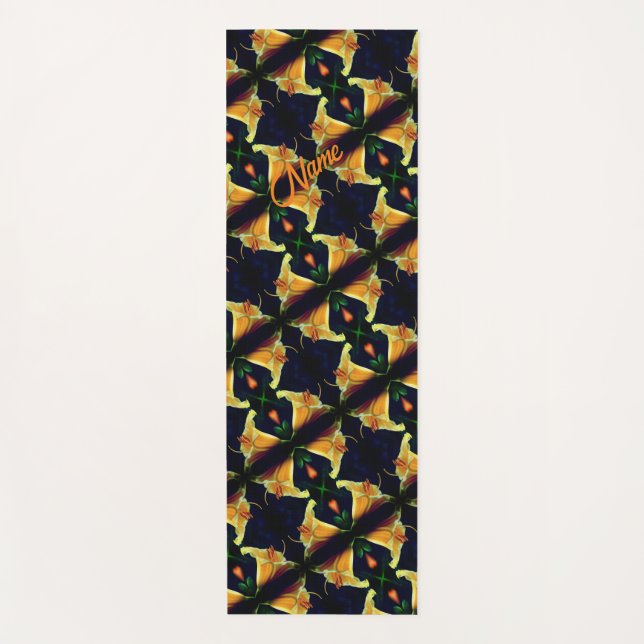 Yellow Lily Flower Abstract Pattern Personalised   Yoga Mat (Front)