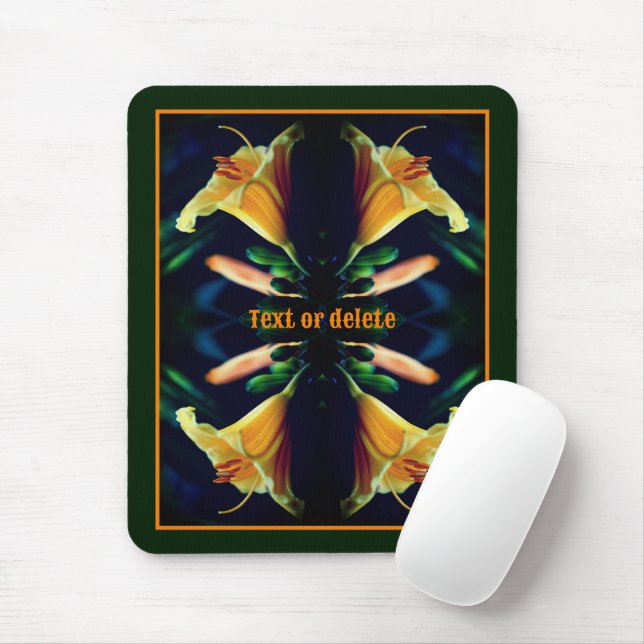 Yellow Lily Flower Abstract Personalised Mouse Mat (With Mouse)