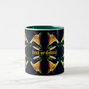 Yellow Lily Flower Abstract Personalised Two-Tone Coffee Mug
