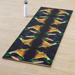 Yellow Lily Flower Abstract Yoga Mat