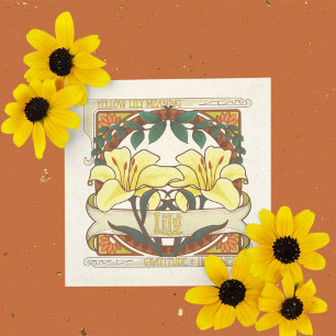 Yellow Lily-Flower Meaning Vintage-Style Orange Invitation