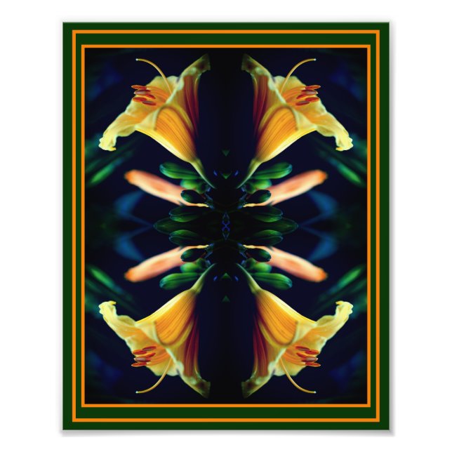 Yellow Lily Flower Mirror Abstract 8x10 Photo Print (Front)
