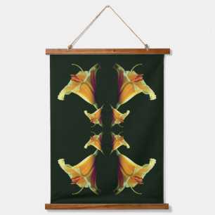 Yellow Lily Flower Mirror Abstract Hanging Tapestry