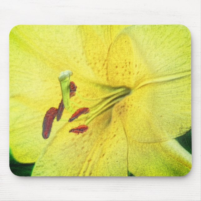Yellow Lily Flower Pencil Art  Mouse Mat (Front)