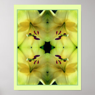 Yellow Lily Flower Up Close Abstract  Poster