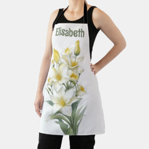 Yellow Lily Flowers Personalised Apron