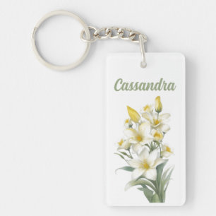 Yellow Lily Flowers Personalised Key Ring
