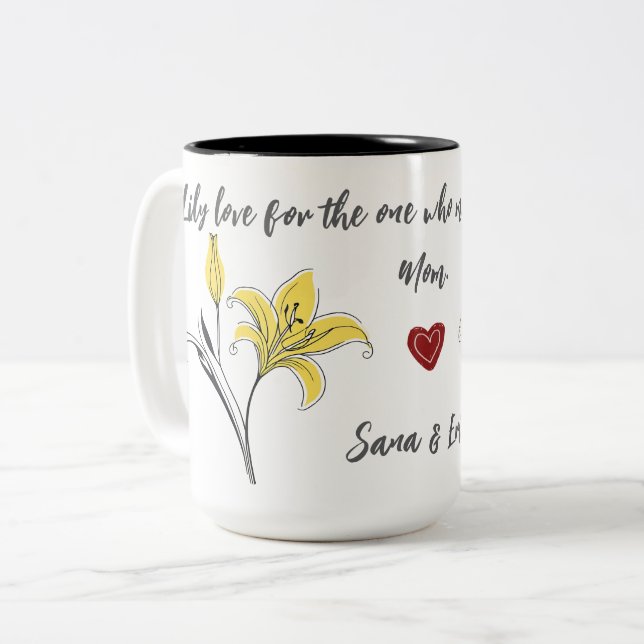Yellow Lily Mothers Day Mug (Front Left)